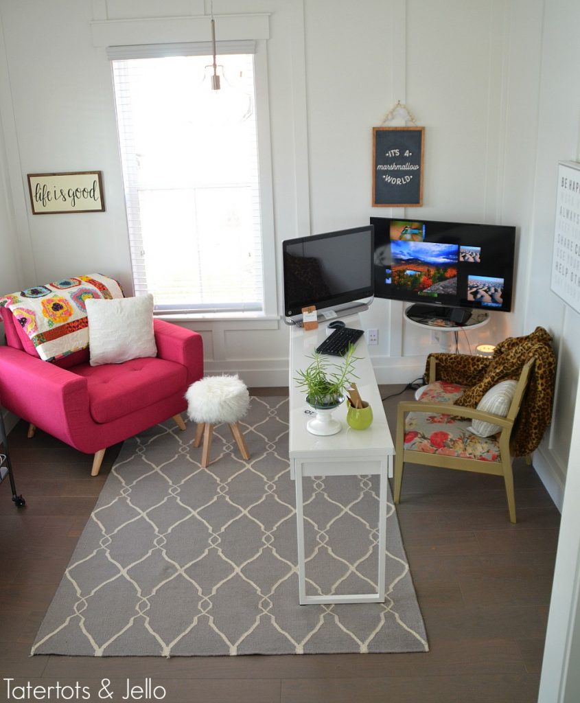 Living Room to Office Makeover using Items You Already Have