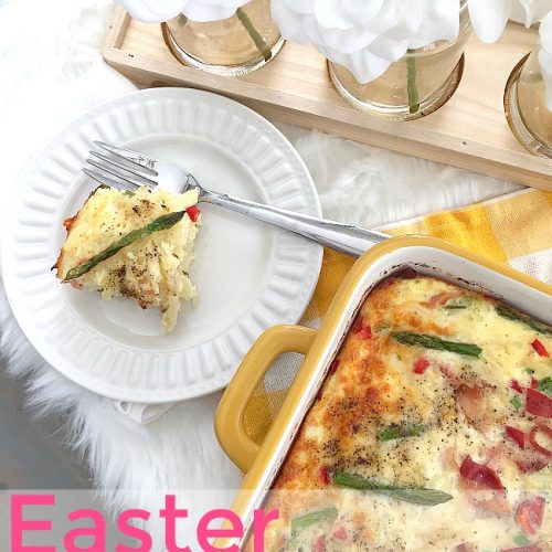 Make the MOST delicious Easter Morning Casserole. This hearty and beautiful casserole will be the centerpiece of your Easter Brunch. You can make it the night before and pop it in the oven in the morning so you can enjoy time with your family