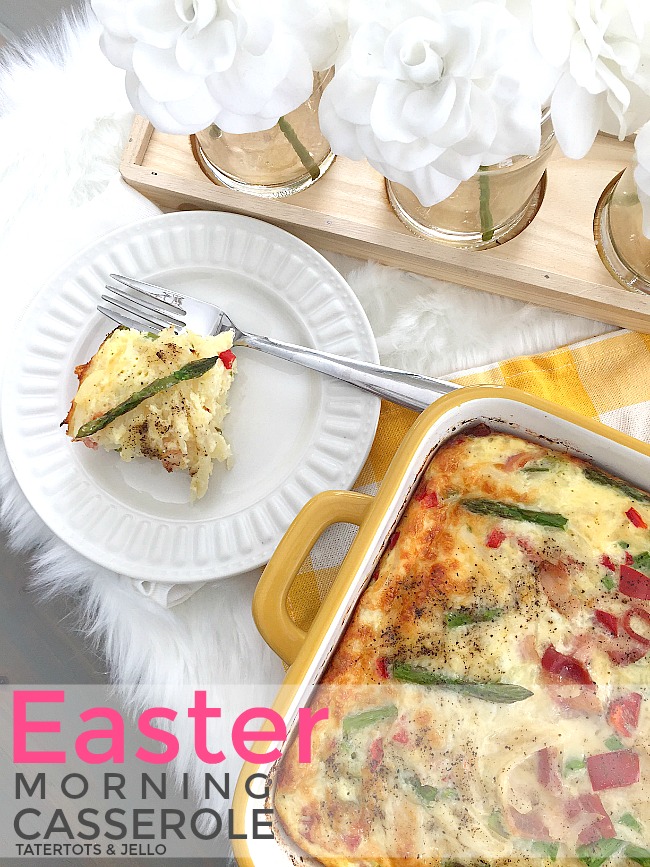 Make the MOST delicious Easter Morning Casserole. This hearty and beautiful casserole will be the centerpiece of your Easter Brunch. You can make it the night before and pop it in the oven in the morning so you can enjoy time with your family