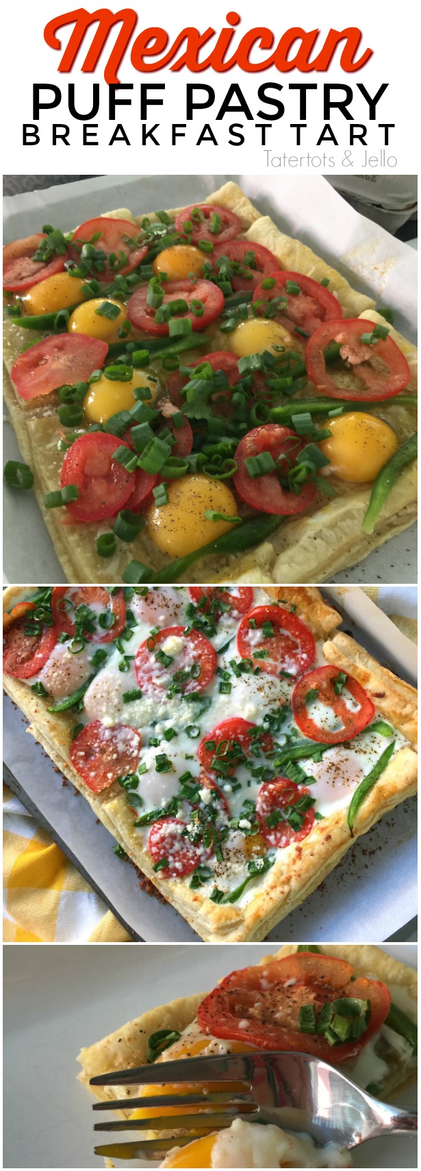 Southwestern puff pastry breakfast tart. Make this gorgeous tart in less than half an hour. Perfect for brunch!