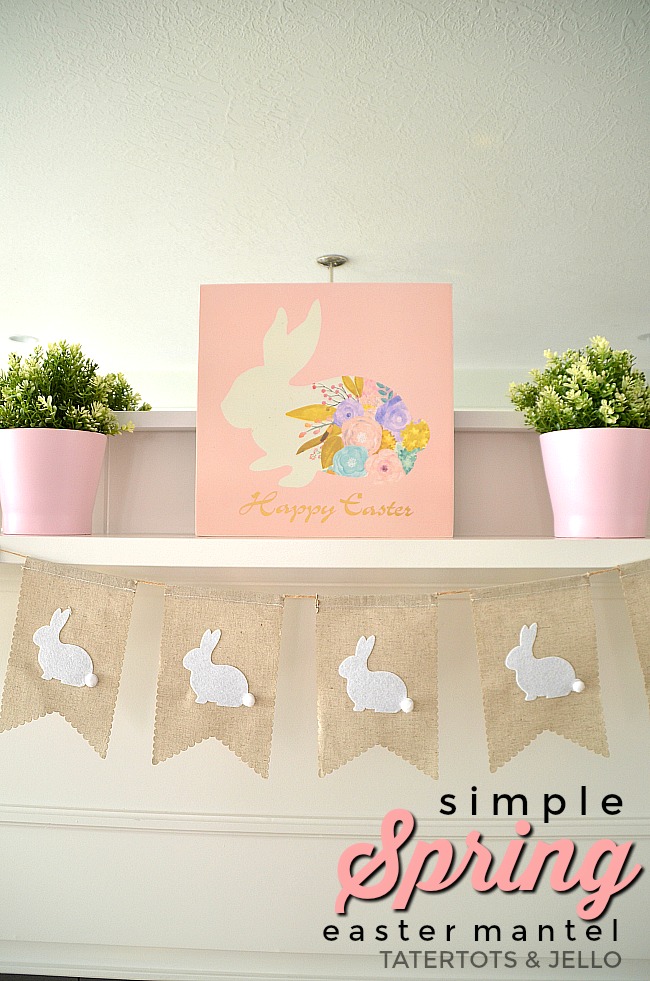 Simple Easter Spring Mantel ideas. Easy and economical ways to spruce up YOUR home for Spring! 