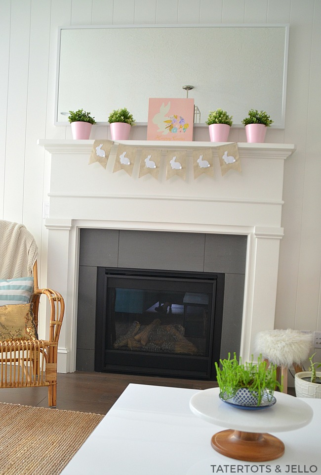 Simple Easter Spring Mantel ideas. Easy and economical ways to spruce up YOUR home for Spring! 