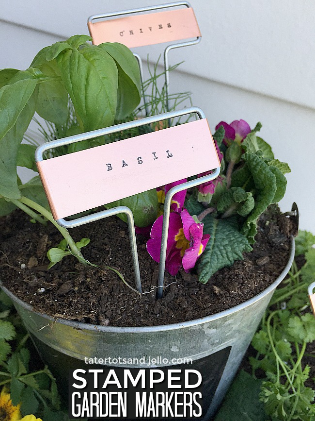 Stamped Garden Markers. Find out how to make easy stamped garden markers and a tiered herb garden for your home!