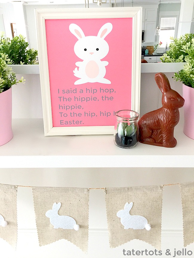 Easter Bunny Printable Art. Print off this free Spring art for your home. Also included are small printable gift tags.