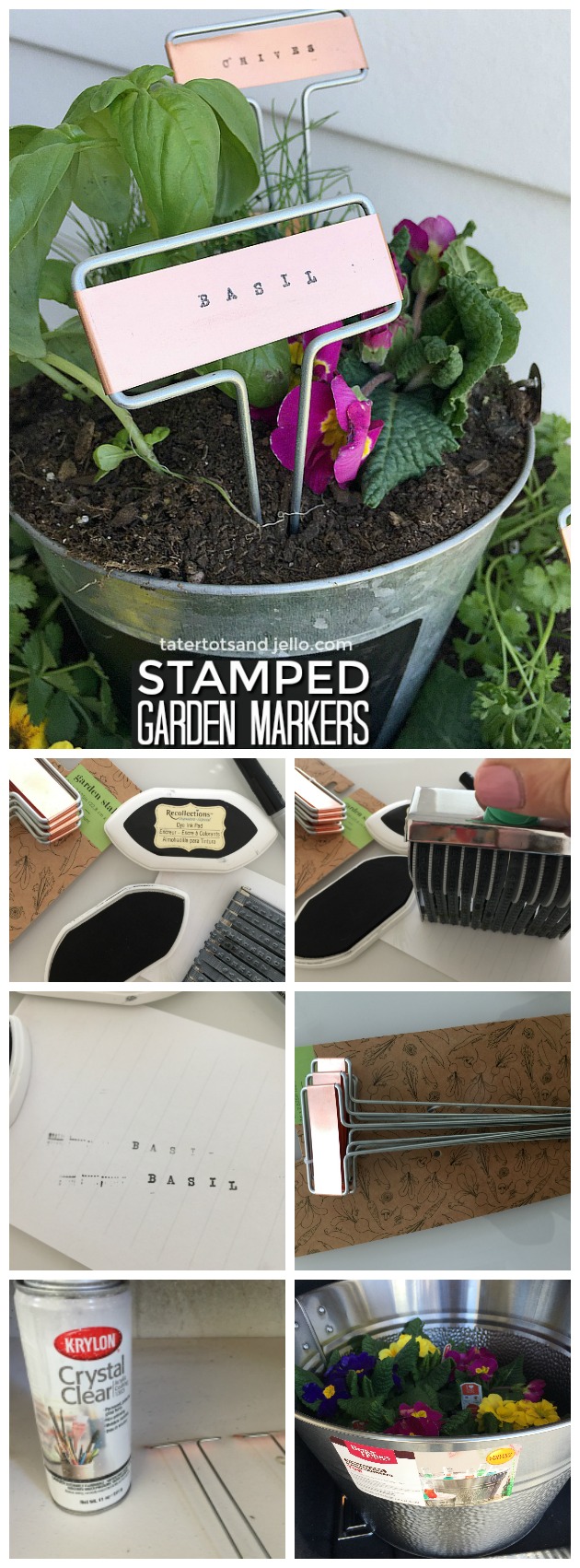 Stamped Garden Markers. Find out how to make easy stamped garden markers and a tiered herb garden for your home! 