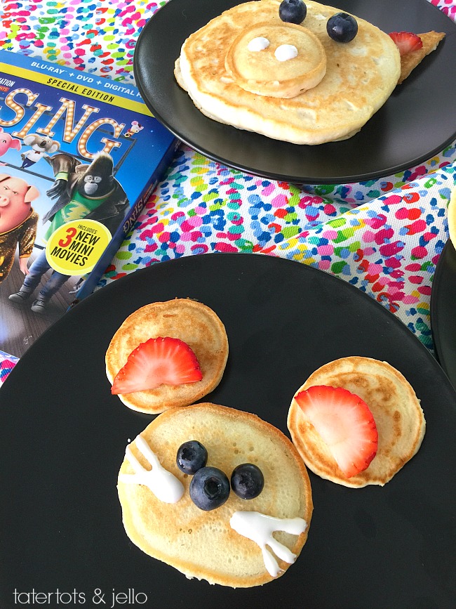 SING movie animal pancakes. Have a family movie viewing night and let the kids make pancakes with their favorite SING animal characters! 