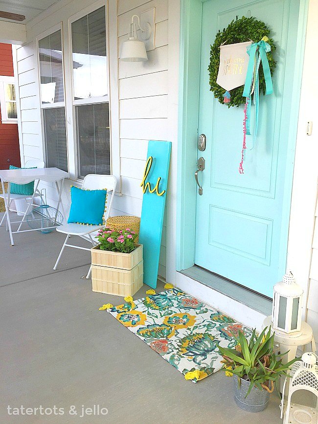 DIY 3-Dimensional Spring Sign. Bright and happy colorful sign for your porch.