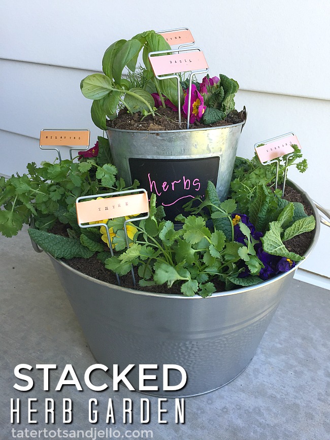 Stamped Garden Markers. Find out how to make easy stamped garden markers and a tiered herb garden for your home! 