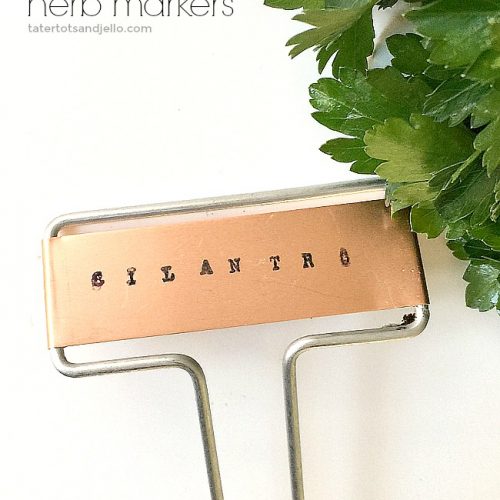 how to make a tiered herb planter and DIY stamped herb garden markers.