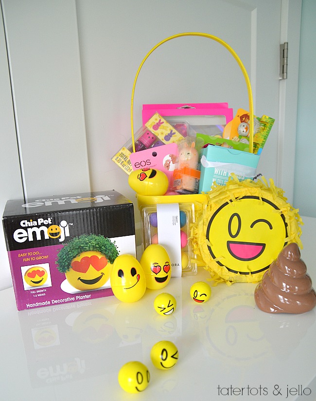 Tween Emoji Easter Basket. Lots of easy ideas that aren't all candy to give to YOUR tween! 