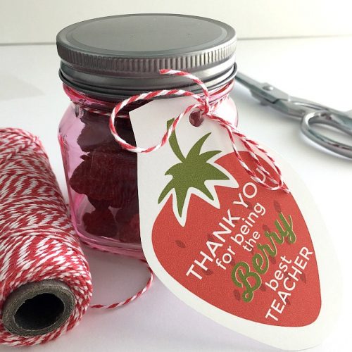 "Berry" Teacher gift idea and free printable. Show your teacher how much you care with this free Berry printable and a berry gift! Grab the printable and gift idea here!