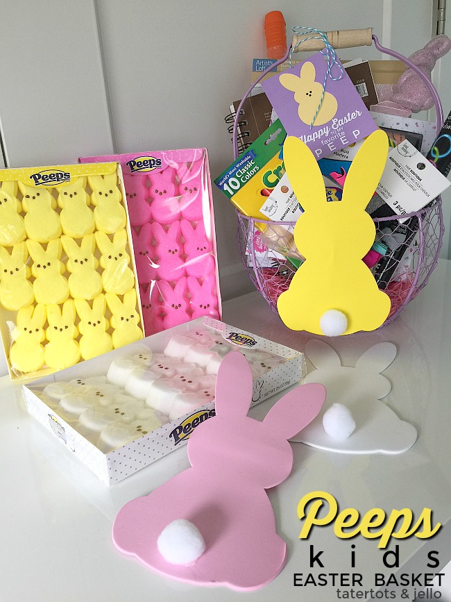 Peeps Kids Easter Basket Ideas. Some fun ideas to put in an Easter Basket for kids PLUS free PEEPS printable tags!
