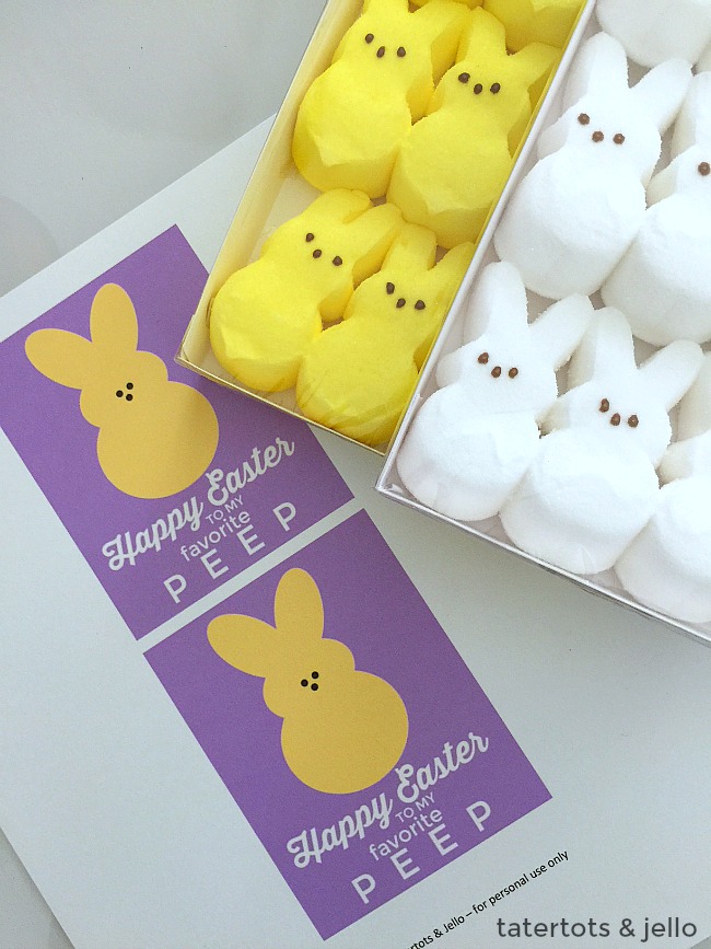 Peeps Kids Easter Basket Ideas. Some fun ideas to put in an Easter Basket for kids PLUS free PEEPS printable tags!