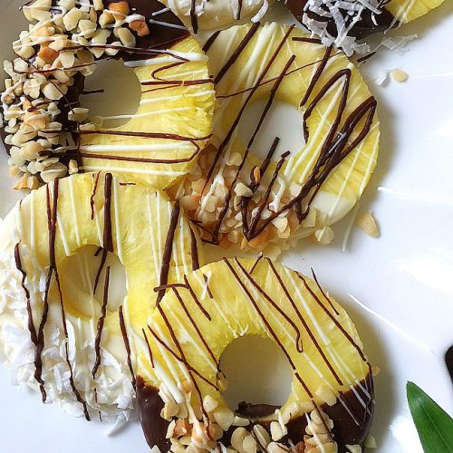 Chocolate Dipped Pineapple Slices are so easy to make and are the perfect dessert this summer!