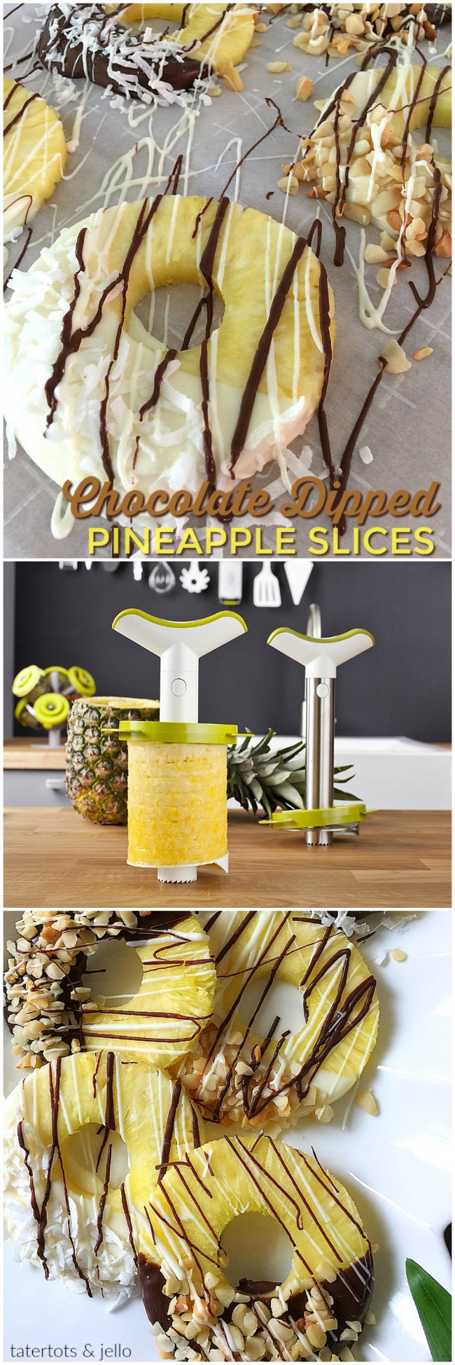 Chocolate Dipped Pineapple Slices are the perfect easy summer-time snack! 