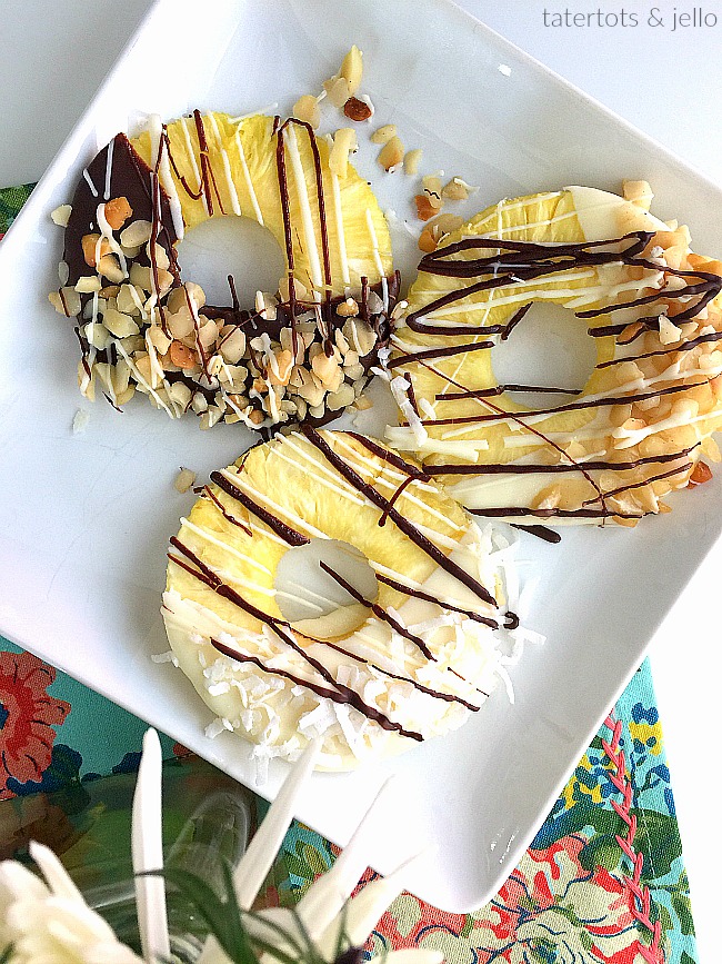 Chocolate Dipped Pineapple Slices are so easy to make and are the perfect dessert this summer! 