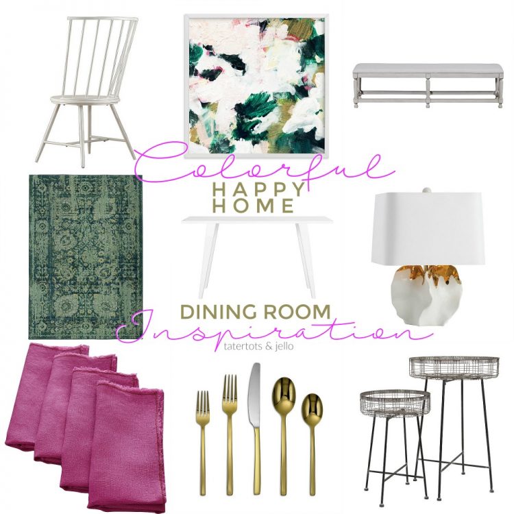 Colorful Happy Home Dining Room Inspiration. Ways to bring bright happy color into your home.