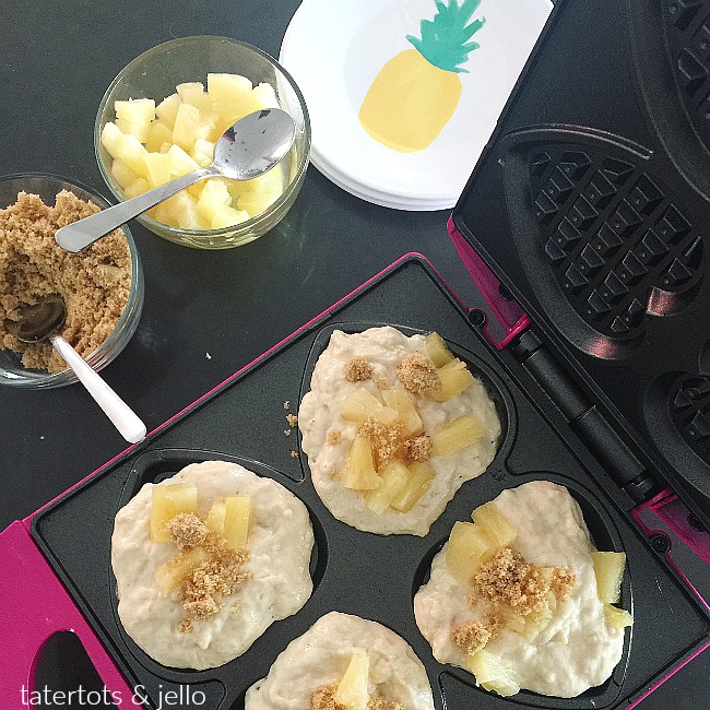 Pineapple Upside Down Waffles. Pineapple Upside Down Waffles are light and fluffy on the inside with a crisp caramelized pineapple crust. Top them with whipped cream, coconut and syrup!