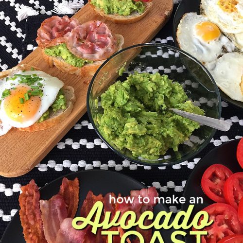 Avocado Toast Buffet. Avocado Toast is a healthy and delicious breakfast idea. There all of the different toppings you can add, see what your guests create!