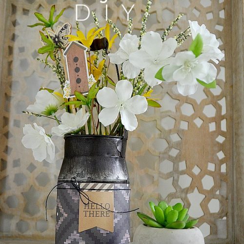 Milk pail floral arrangement diy. Make this milk pail for your home or as a gift.