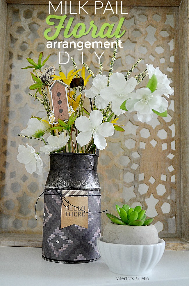 Milk pail floral arrangement diy. Make this milk pail for your home or as a gift. 