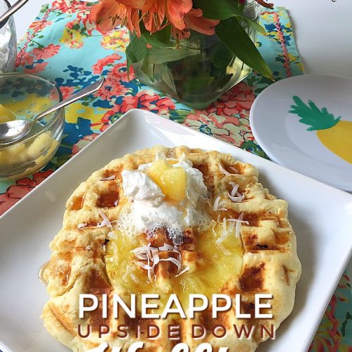 Pineapple Upside Down Waffles. Pineapple Upside Down Waffles are light and fluffy on the inside with a crisp caramelized pineapple crust. Top them with whipped cream, coconut and syrup!