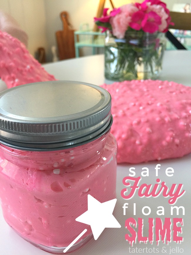 safe fairy floam slime. Make this safe slime with fun mix ins like floam balls, sequins and glitter. Your kids will love making it! 