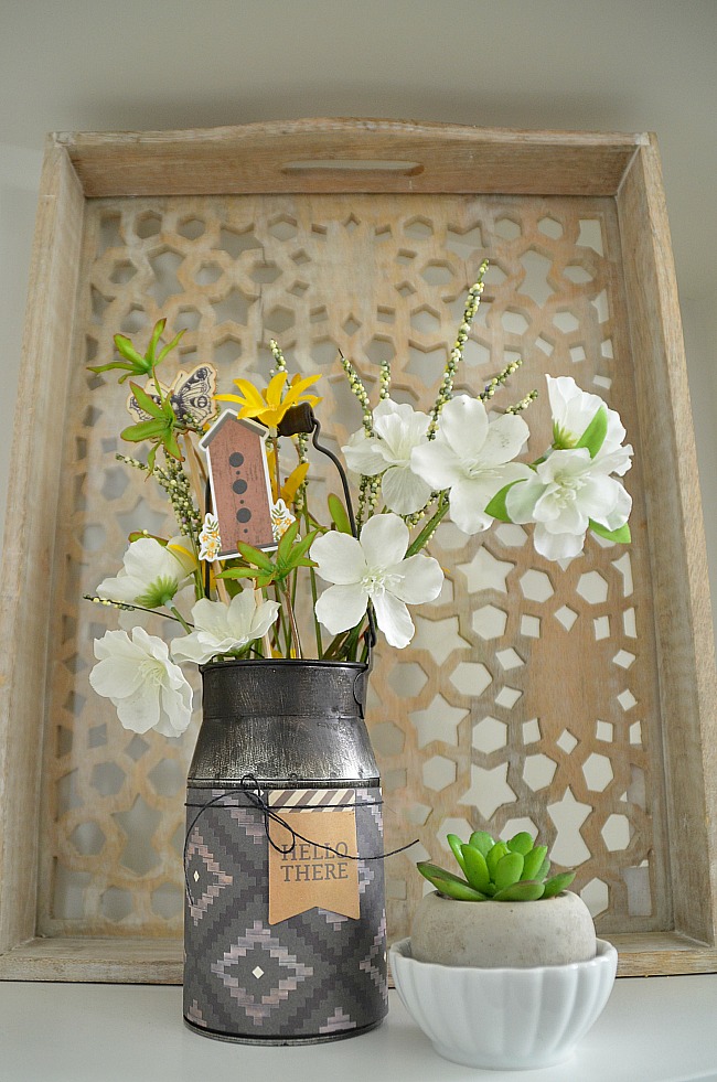 spring milk pail floral arrangement diy paper crafting tutorial 