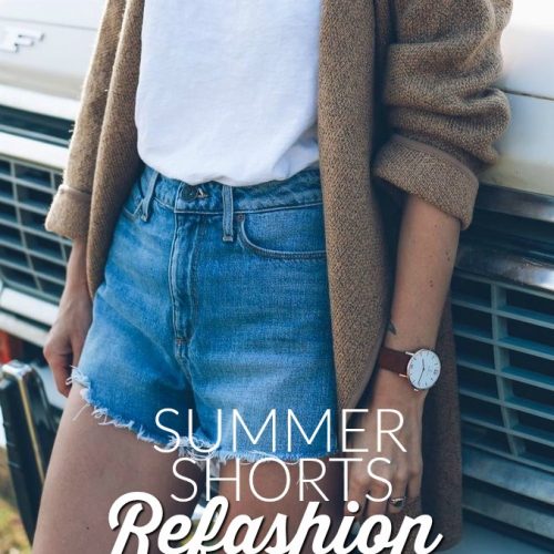 Summer shorts refashion. Turn mens thrifted jeans into stylish shorts this summer!