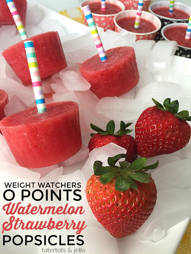 Cool off on a hot summer night or day, with these guilt-free popsicles. Full of fresh watermelon, strawberries and sweetened with honey instead of sugar, these popsicles will hit the spot with kids AND adults and they have ZERO Weight Watchers points. 
