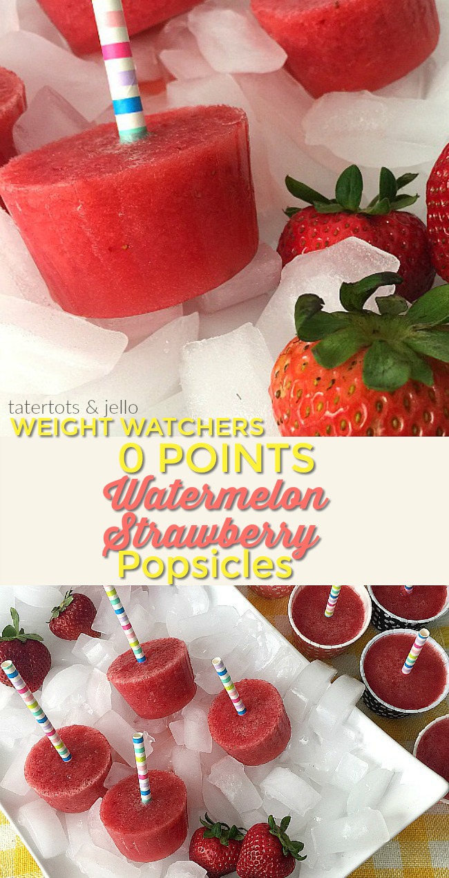 Cool off on a hot summer night or day, with these guilt-free popsicles. Full of fresh watermelon, strawberries and sweetened with honey instead of sugar, these popsicles will hit the spot with kids AND adults and they have ZERO Weight Watchers points. 