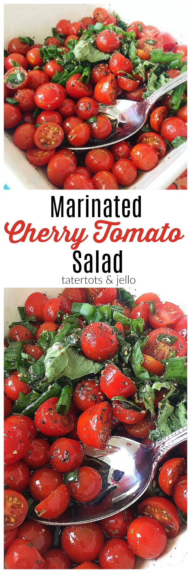 Easy Marinated Tomato Salad. The perfect easy salad to take to a summer BBQ or party, it tastes even better a couple of days later!