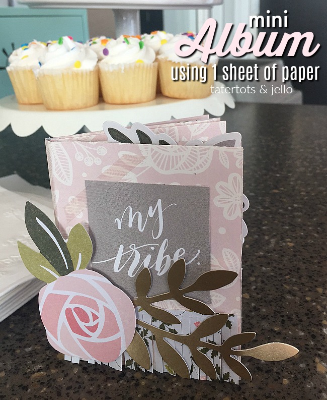 Make a Mini Scrapbook album out of ONE piece of scrapbook paper. This mini album is perfect to give instead of a card and is a wonderful craft for a girls night or party craft! 