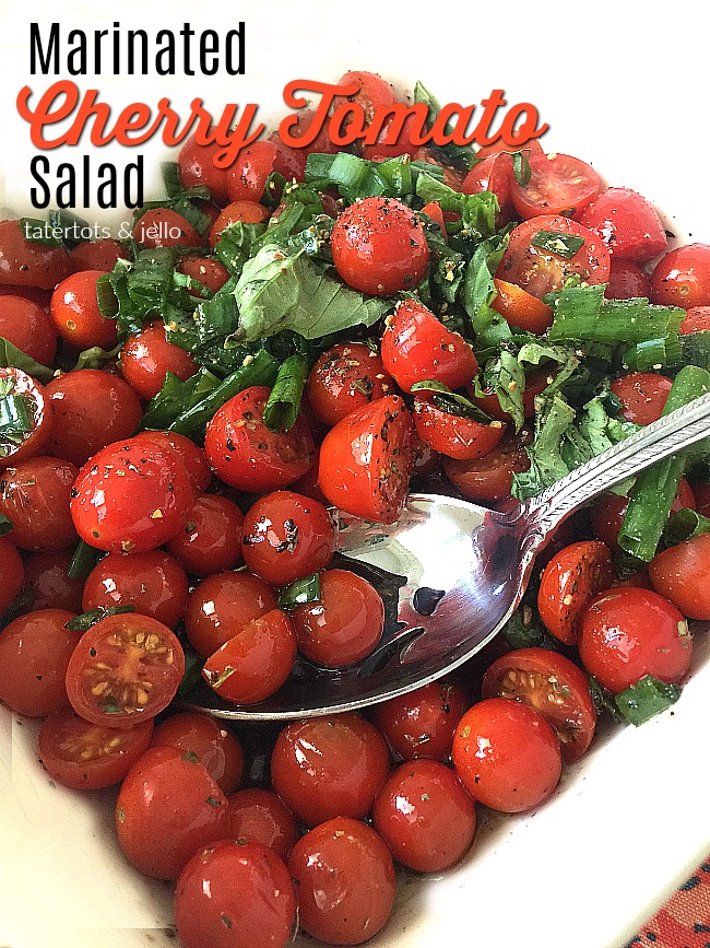 Easy Marinated Tomato Salad. The perfect easy salad to take to a summer BBQ or party, it tastes even better a couple of days later! 