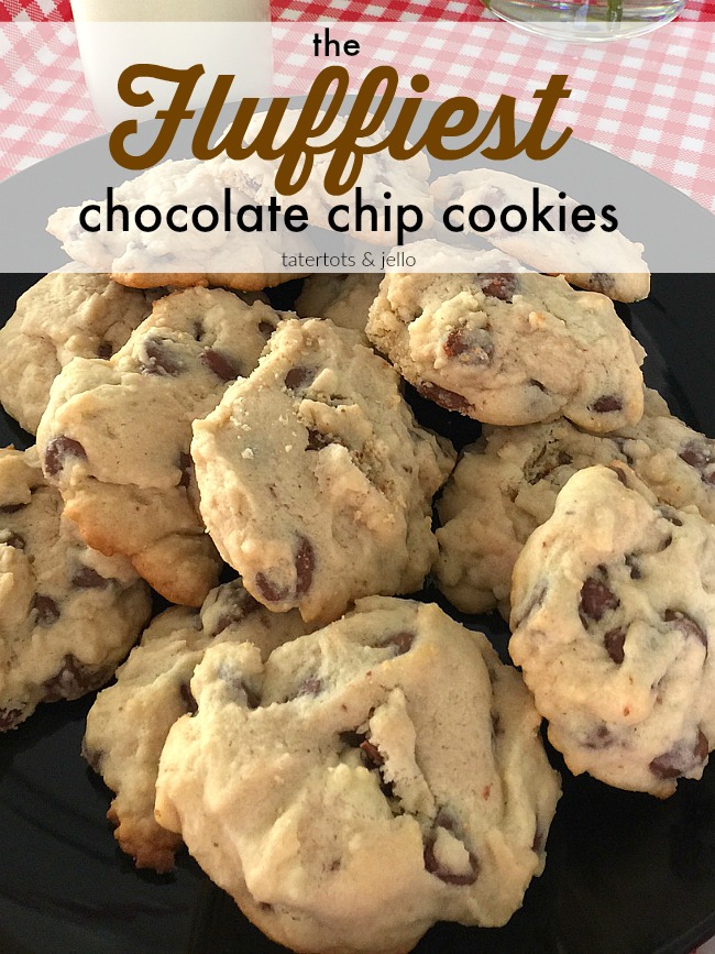 Light and Fluffy Chocolate Chip Cookies. These cookies are light and airy and filled with chocolate chips. They require no brown sugar so they are not as sweet as a traditional chocolate chip cookie, with a firm outside and soft and chewy inside.