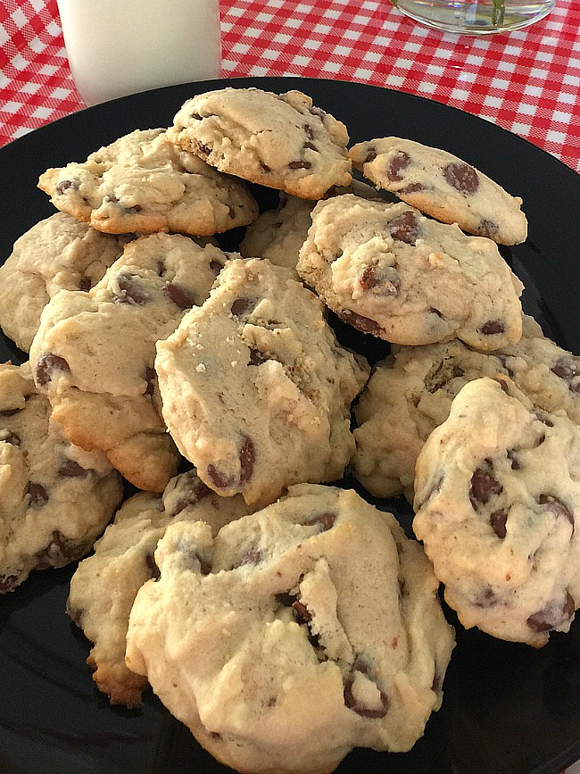 Light and Fluffy Chocolate Chip Cookies. These cookies are light and airy and filled with chocolate chips. They require no brown sugar so they are not as sweet as a traditional chocolate chip cookie, with a firm outside and soft and chewy inside.