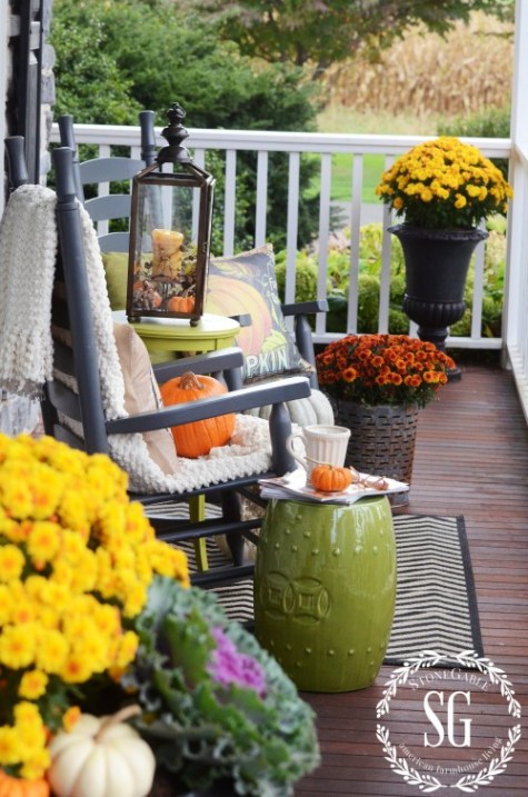 Floral fall porch at Stone Gable Blog. 