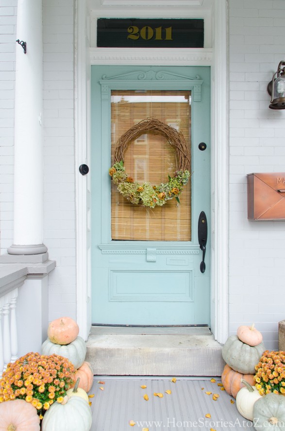 Soft pastel fall porch from Home Stories A to Z 