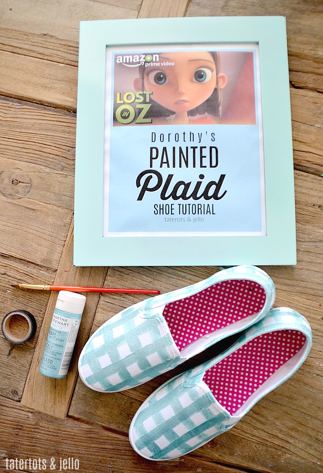 Lost in Oz painted plaid sneaker tutorial 