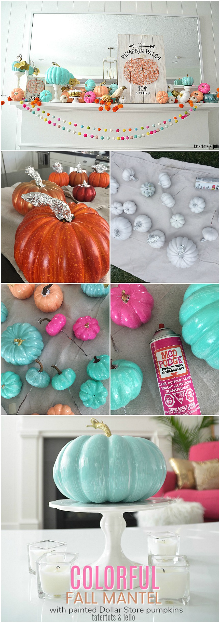 how to paint dollar tree foam pumpkins colorful colors