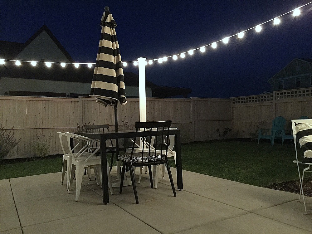 hanging string lights on vinyl fence