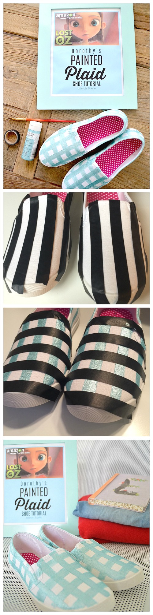 Painted Plaid Shoe Tutorial. Make custom shoes for back to school based on the new Lost in Oz animated series. 