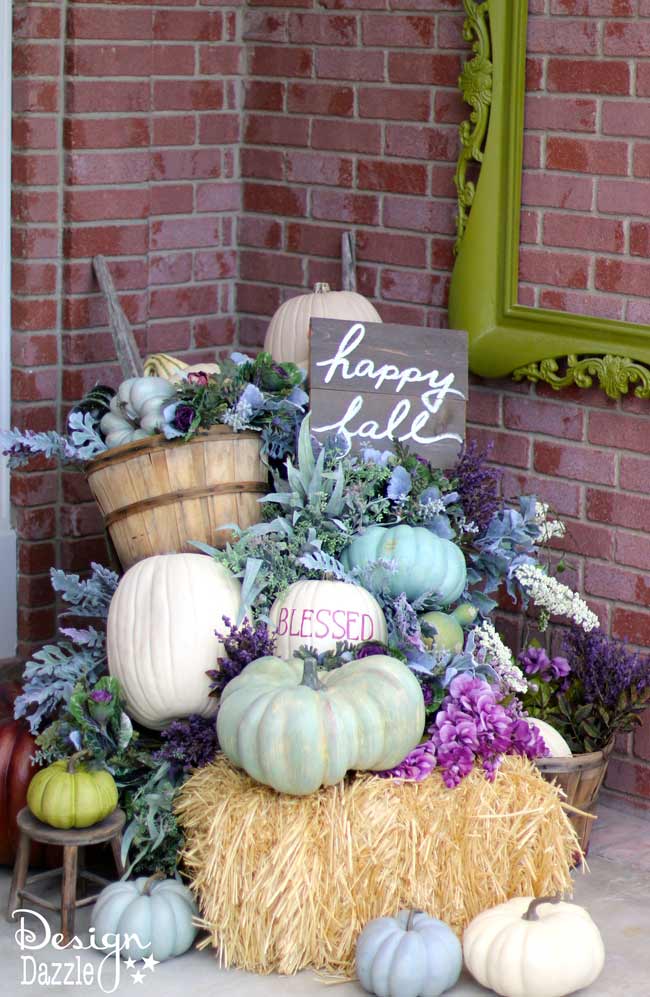 Pumpkin fall porch at Design Dazle.