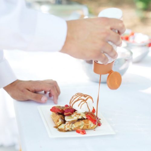 Second Wedding Ideas. Personalized waffle bar with toppings.