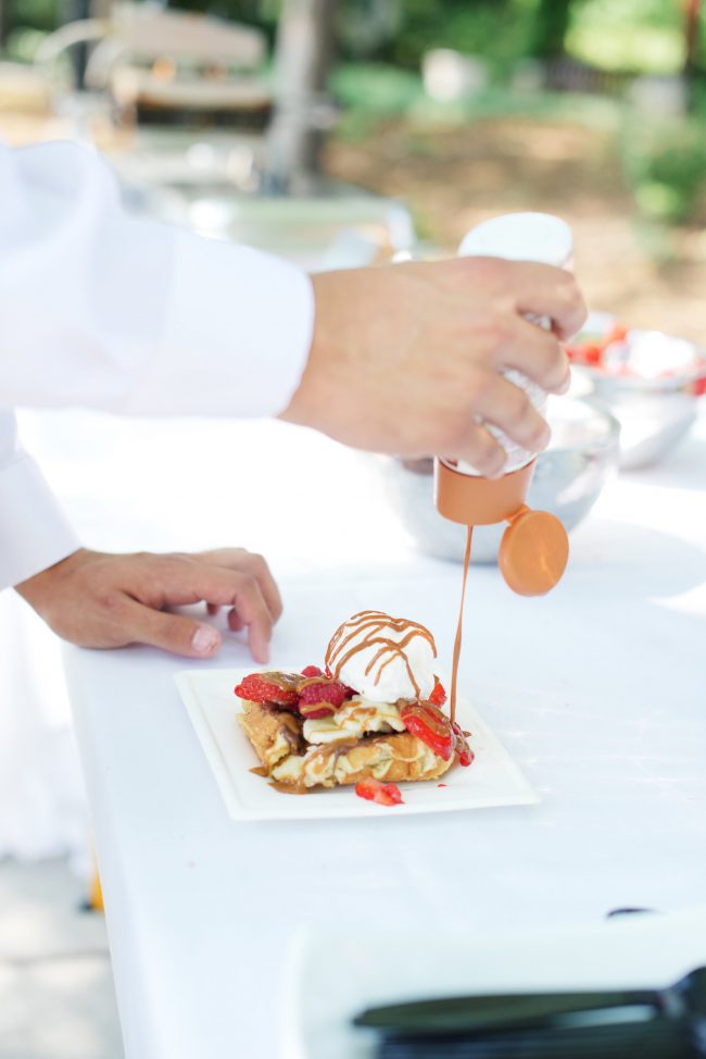 Second Wedding Ideas. Personalized waffle bar with toppings.