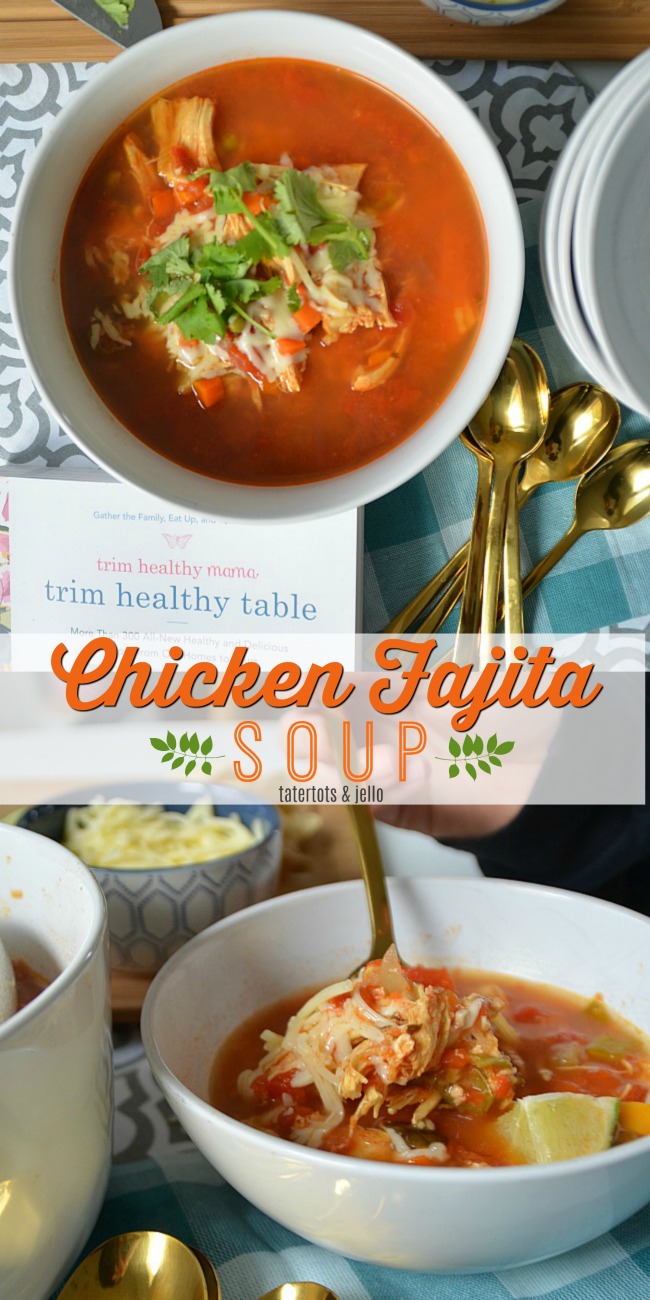 Chicken Fajita Soup Recipe from trim healthy table is a quick, hearty soup that's healthy for the whole family and takes under 30 minutes to make! 