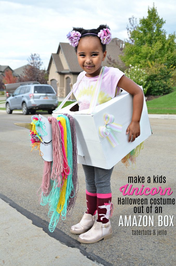 Make a Kids Unicorn Halloween Costume out of an Amazon Box! You can create so many costumes using cardboard boxes. See how to make a kids unicorn costume. It's so easy and fun! 