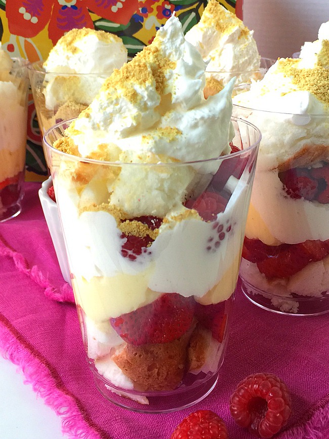 Mini Berry Cheesecake Trifles are the perfect dessert to take on a picnic. You can make them up ahead of time in clear plastic cups and then use a lid or press and seal saran wrap to keep fresh in your picnic basket. 