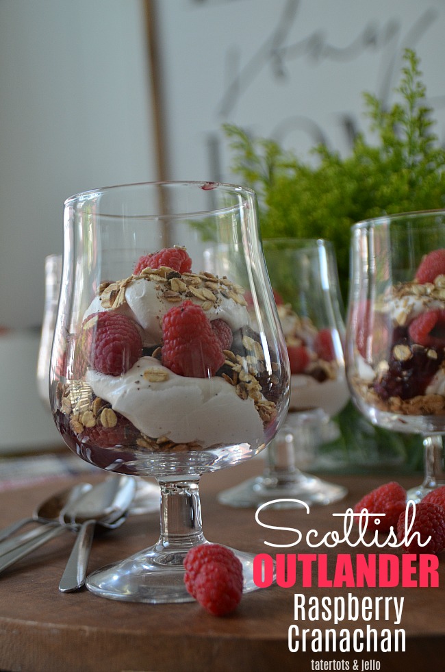 Scottish OUTLANDER Raspberry Trifle combines layers of toasted oatmeal, whipped cream and mascarpone cream, whiskey or caramel flavors and fresh raspberries for a very memorable, delicious trifle dessert!