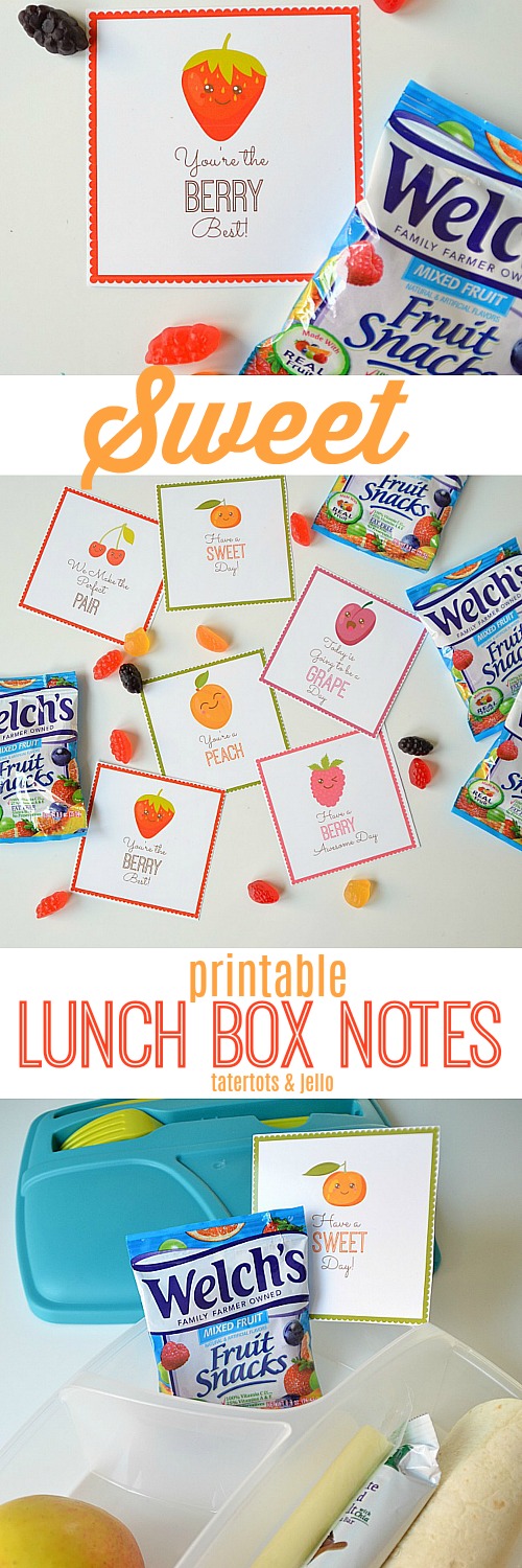 SWEET Printable Lunch Box Notes. Print out these little notes and add them to your kids lunches for a SWEET unexpected note they will love during the day! 
